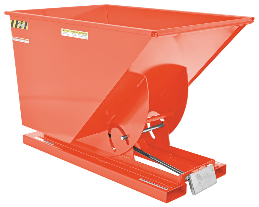 Vestil D-100-MD-ORG-C Steel Medium Duty Self Dumping Hopper 1 Cubic Yard 4,000 lb. Capacity Orange
