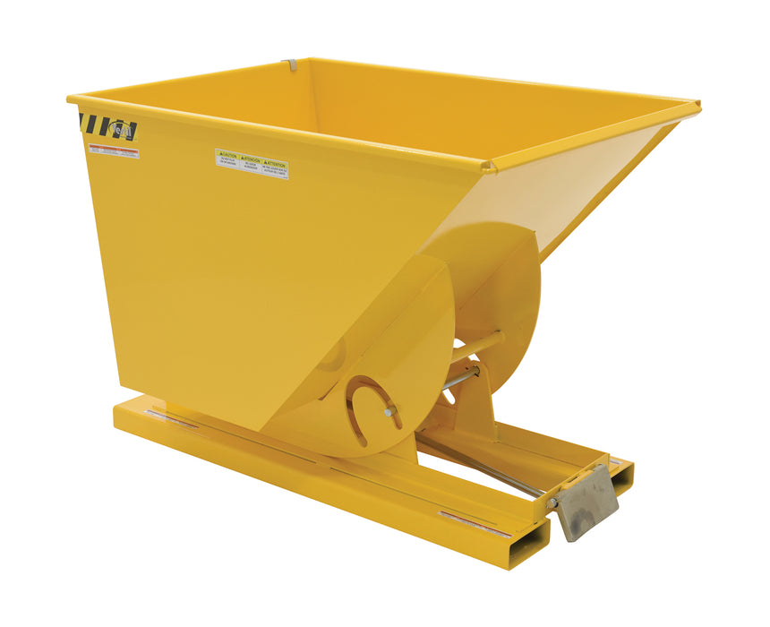 Vestil D-100-MD-YEL Steel Medium Duty Self Dumping Hopper 1 Cubic Yard 4,000 lb. Capacity Yellow