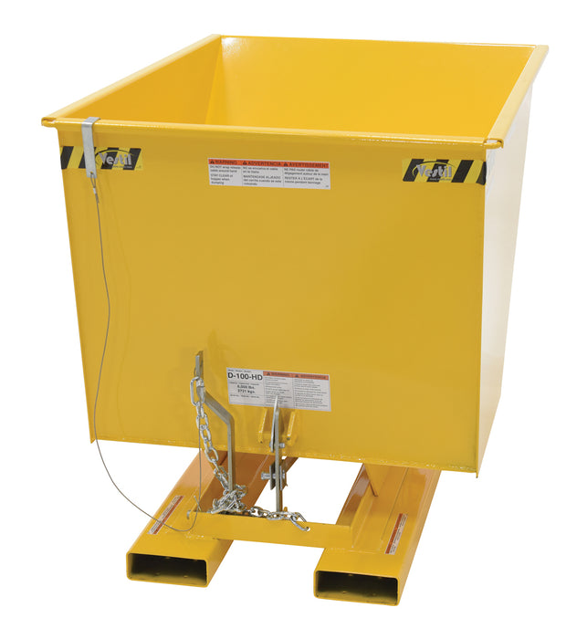 Vestil D-100-MD-YEL steel medium duty self dumping hopper - view 4