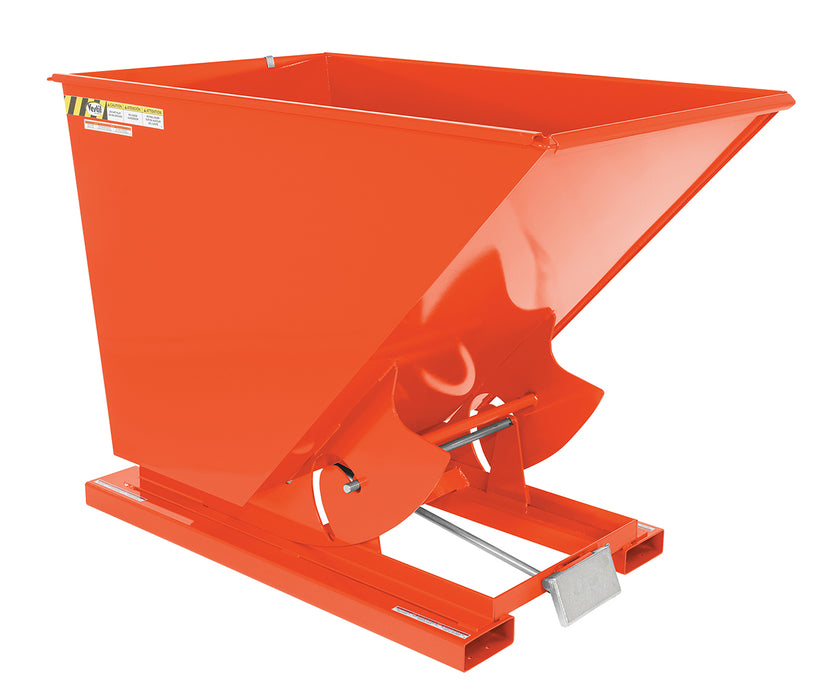 Vestil D-150-HD-ORG-C Steel Heavy Duty Self Dumping Hopper 1-1/2 Cubic Yard 6,000 lb. Capacity Orange