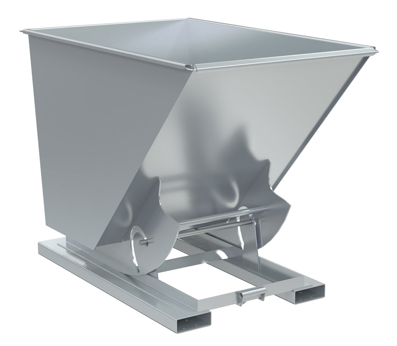 Vestil D-150-MD-NB-SL Steel Medium Duty No Bump & Dump Hopper 1-1/2 Cubic Yard 4,000 lb. Capacity Silver
