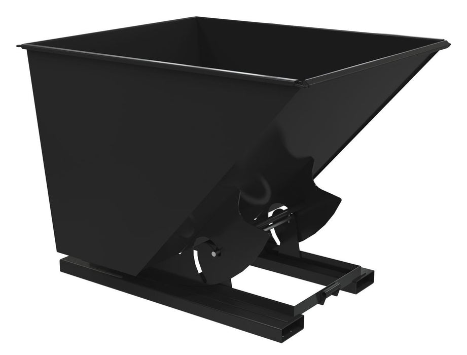 Vestil D-200-HD-NB-BLK-SG Steel Heavy Duty No Bump & Dump Hopper 2 Cubic Yard 6,000 lb. Capacity Semi Gloss Black