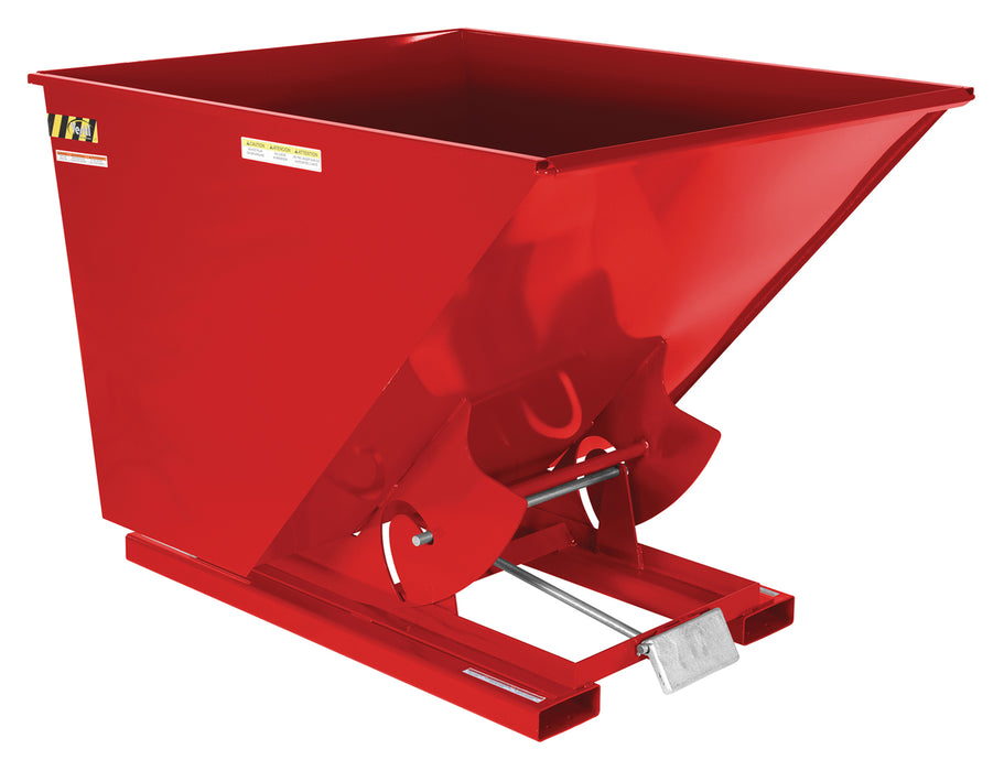 Vestil D-200-HD-SR Steel Heavy Duty Self Dumping Hopper 2 Cubic Yard 6,000 lb. Capacity Red