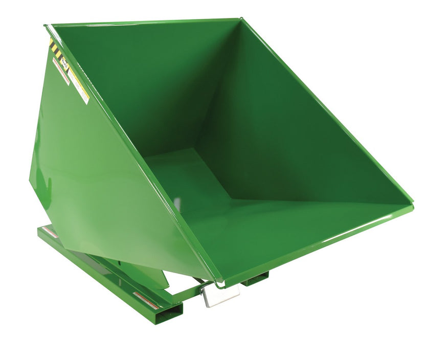 Vestil D-200-LD-GRN-T Steel Light Duty Self Dumping Hopper 2 Cubic Yard 2,000 lb. Capacity Green