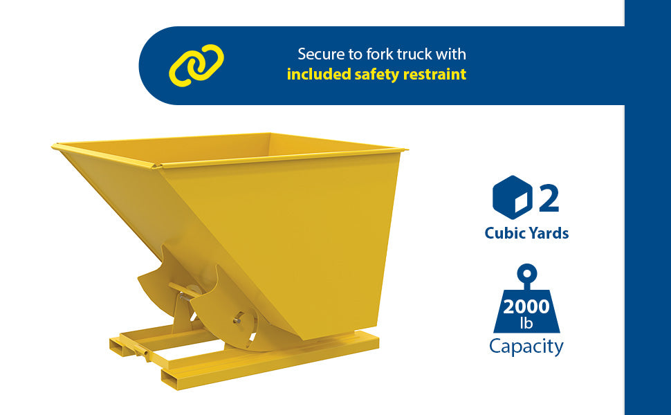 Vestil D-200-LD-NB-YEL steel light duty no bump & dump hopper feature overview 2