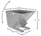 Vestil D-200-MD-GY-MG steel medium duty self dumping hopper dimensions diagram