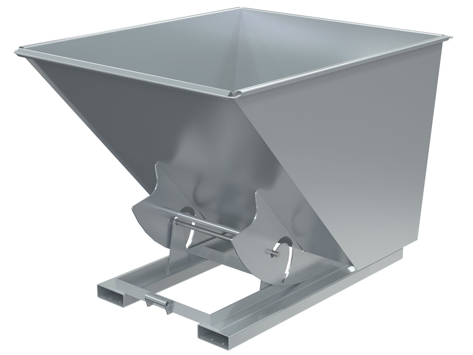 Vestil D-200-MD-NB-SL Steel Medium Duty No Bump & Dump Hopper 2 Cubic Yard 4,000 lb. Capacity Silver