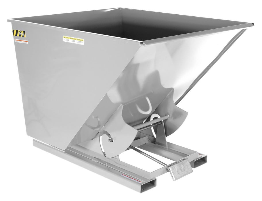 Vestil D-200-MD-SL Steel Medium Duty Self Dumping Hopper 2 Cubic Yard 4,000 lb. Capacity Silver Lining