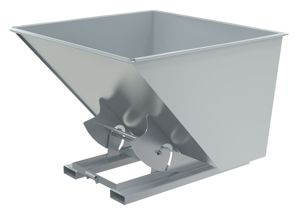 Vestil D-250-HD-NB-SL Steel Heavy Duty No Bump & Dump Hopper 2-1/2 Cubic Yard 6,000 lb. Capacity Silver