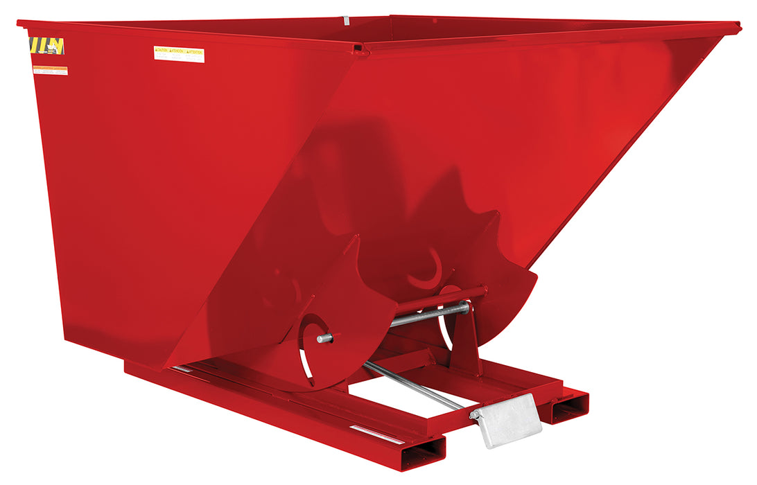 Vestil D-250-HD-SR Steel Heavy Duty Self Dumping Hopper 2-1/2 Cubic Yard 6,000 lb. Capacity Red