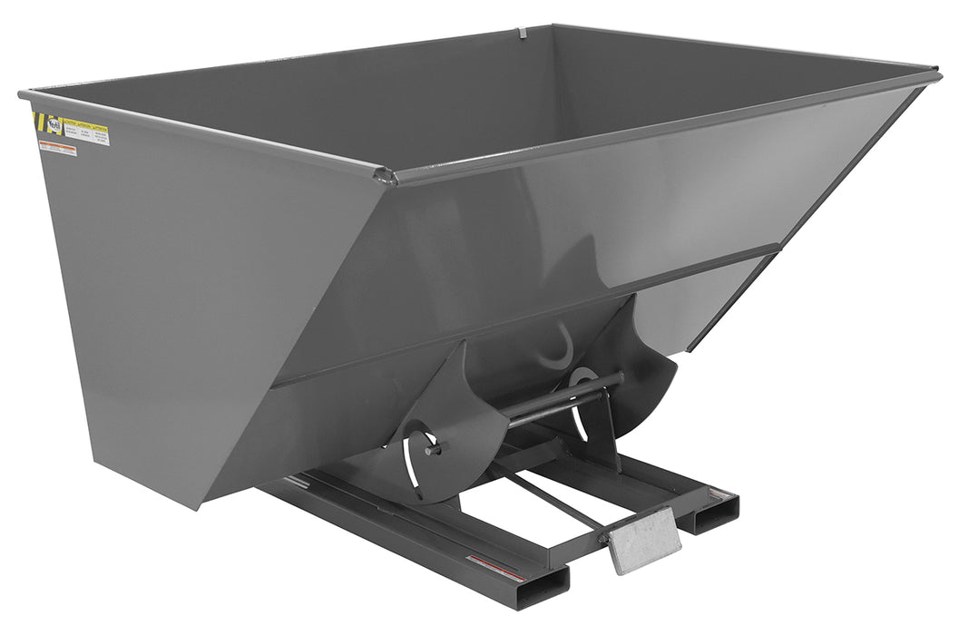 Vestil D-300-HD-GY-SG Steel Heavy Duty Self Dumping Hopper 3 Cubic Yard 6,000 lb. Capacity Battleship Gray
