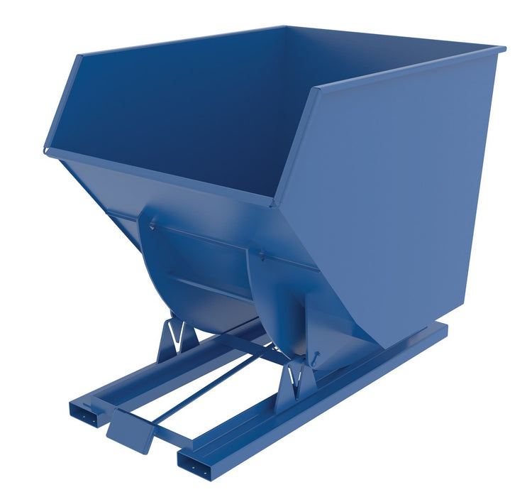 Vestil D-300-HD-NA Steel Heavy Duty Narrow Self Dumping Hopper 3 Cubic Yard 6,000 lb. Capacity Blue