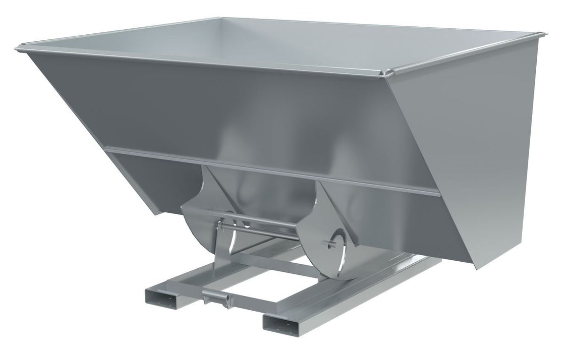 Vestil D-300-HD-NB-SL Steel Heavy Duty No Bump & Dump Hopper 3 Cubic Yard 6,000 lb. Capacity Silver