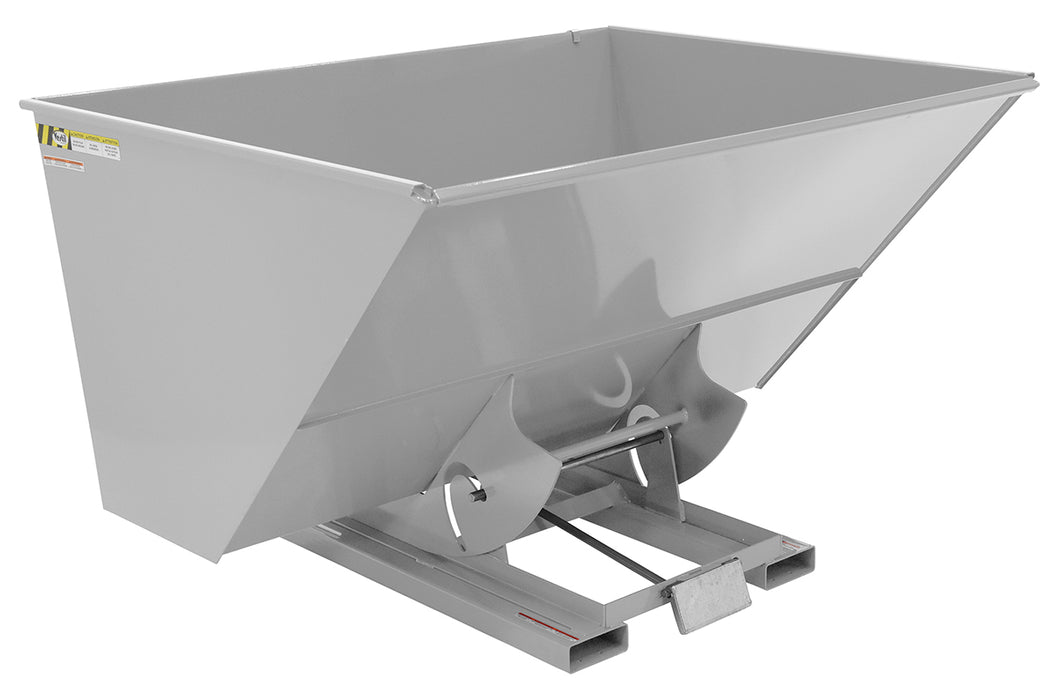 Vestil D-300-HD-SL Steel Heavy Duty Self Dumping Hopper 3 Cubic Yard 6,000 lb. Capacity Silver Lining