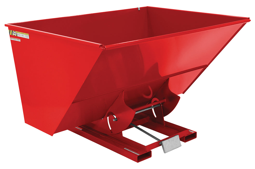 Vestil D-300-HD-SR Steel Heavy Duty Self Dumping Hopper 3 Cubic Yard 6,000 lb. Capacity Red