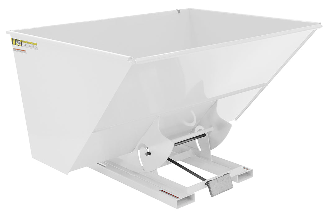 Vestil D-300-HD-WHT Steel Heavy Duty Self Dumping Hopper 3 Cubic Yard 6,000 lb. Capacity White