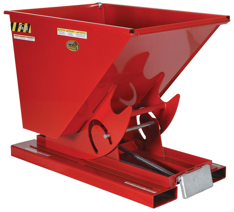 Vestil D-33-HD-SR Steel Heavy Duty Self Dumping Hopper 1/3 Cubic Yard 6,000 lb. Capacity Red