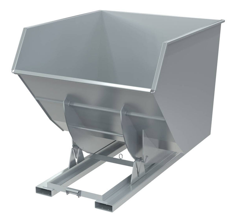 Vestil D-350-HD-NB-SL Steel Heavy Duty No Bump & Dump Hopper 3-1/2 Cubic Yard 6,000 lb. Capacity Silver