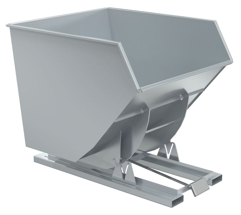 Vestil D-350-HD-SL Steel Heavy Duty Self Dumping Hopper 3-1/2 Cubic Yard 6,000 lb. Capacity Silver Lining