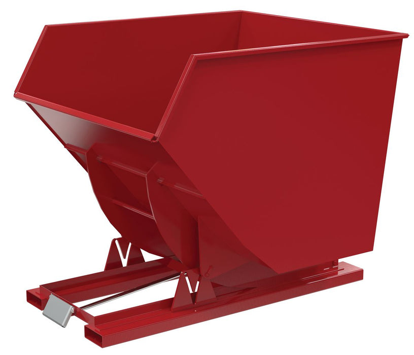 Vestil D-350-HD-SR Steel Heavy Duty Self Dumping Hopper 3-1/2 Cubic Yard 6,000 lb. Capacity Red