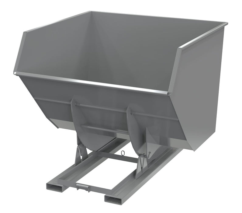 Vestil D-400-HD-NB-GY-SG Steel Heavy Duty No Bump & Dump Hopper 4 Cubic Yard 6,000 lb. Capacity Battleship Gray