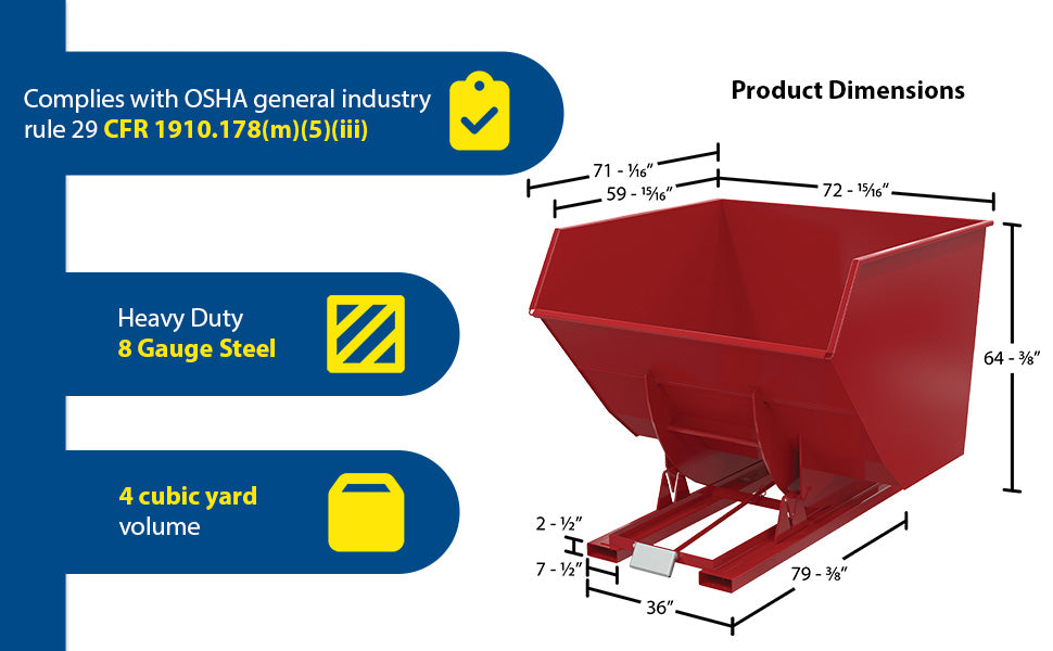 Vestil D-400-HD-SR steel heavy duty self dumping hopper feature overview 3