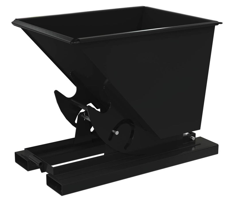 Vestil D-50-HD-NB-BLK-SG Steel Heavy Duty No Bump & Dump Hopper 1/2 Cubic Yard 6,000 lb. Capacity Semi Gloss Black