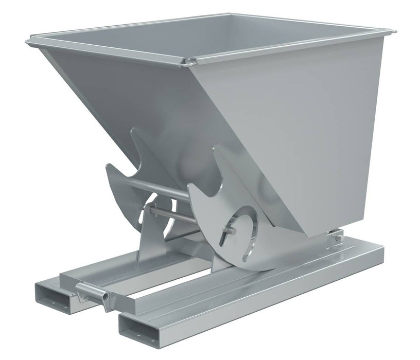 Vestil D-50-HD-NB-SL Steel Heavy Duty No Bump & Dump Hopper 1/2 Cubic Yard 6,000 lb. Capacity Silver