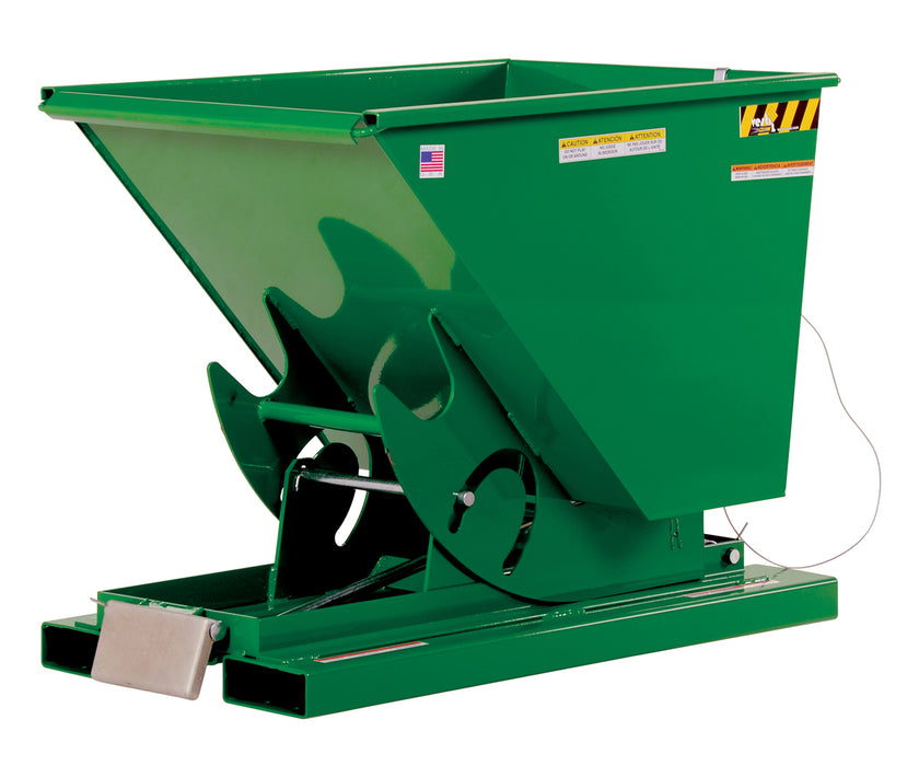 Vestil D-50-LD-GRN-T steel light duty self dumping hopper - view 2