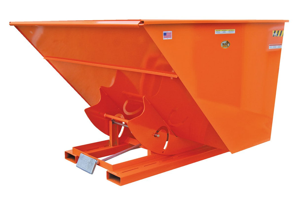 Vestil D-50-LD-ORG-C Steel Light Duty Self Dumping Hopper 1/2 Cubic Yard 2,000 lb. Capacity Orange