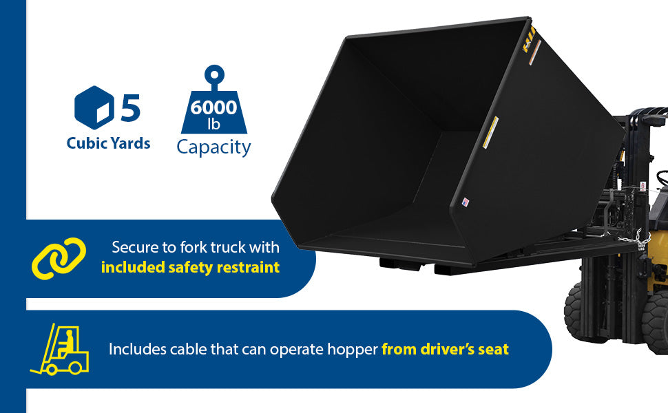 Vestil D-500-HD-BLK-SG steel heavy duty self dumping hopper feature overview 3