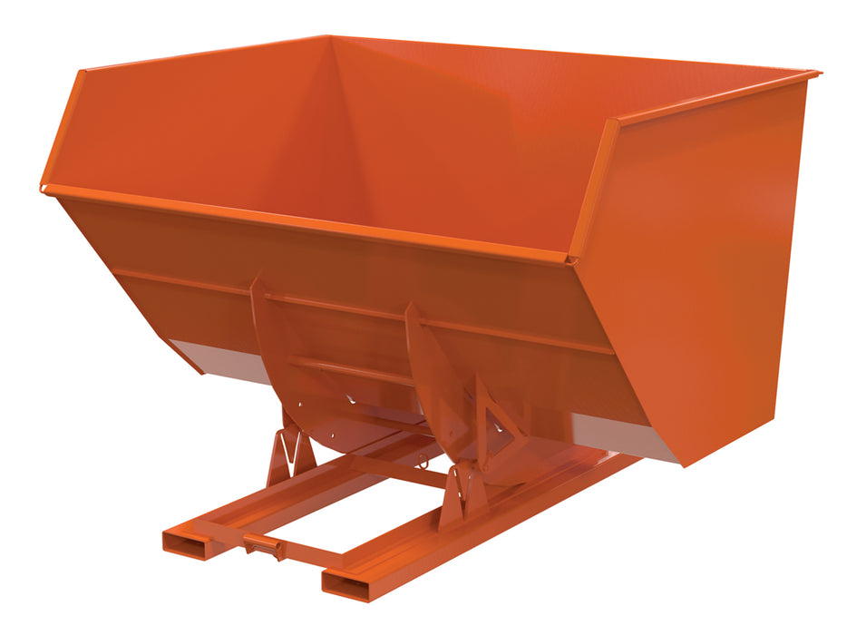 Vestil D-500-HD-NB-ORG-C Steel Heavy Duty No Bump & Dump Hopper 5 Cubic Yard 6,000 lb. Capacity Orange