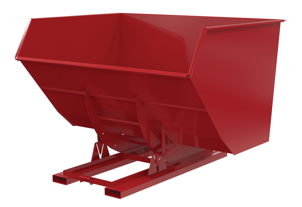 Vestil D-500-HD-NB-SR Steel Heavy Duty No Bump & Dump Hopper 5 Cubic Yard 6,000 lb. Capacity Soda Red