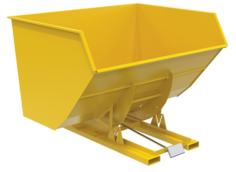 Vestil D-500-HD-YEL Steel Heavy Duty Self Dumping Hopper 5 Cubic Yard 6,000 lb. Capacity Yellow