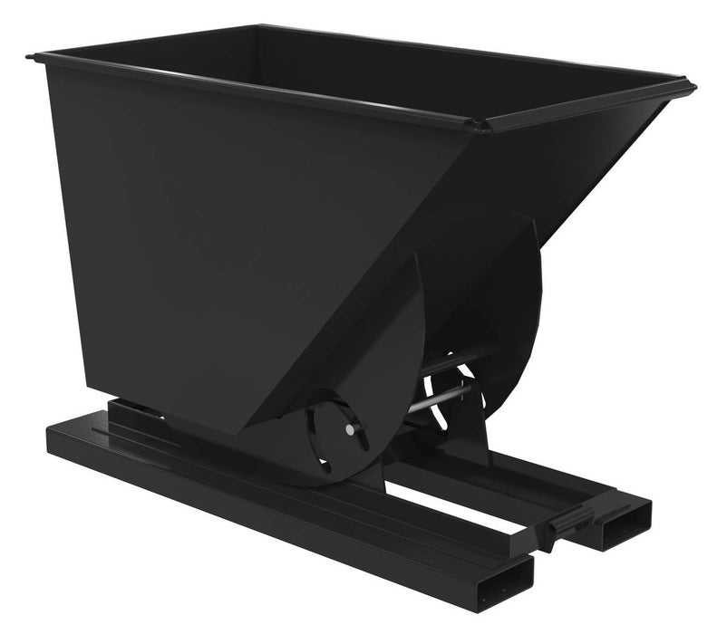 Vestil D-75-HD-NB-BLK-SG Steel Heavy Duty No Bump & Dump Hopper 3/4 Cubic Yard 6,000 lb. Capacity Semi Gloss Black