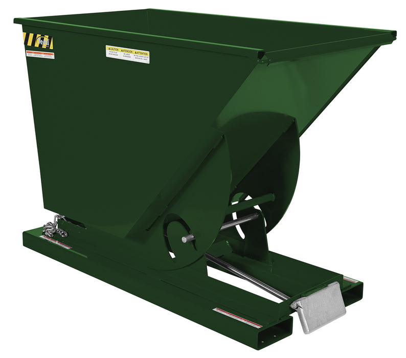 Vestil D-75-LD-GRN-H Steel Light Duty Self Dumping Hopper 3/4 Cubic Yard 2,000 lb. Capacity Hunter Green