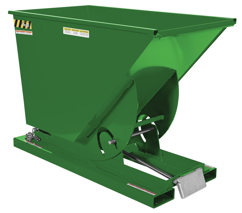 Vestil D-75-LD-GRN-T Steel Light Duty Self Dumping Hopper 3/4 Cubic Yard 2,000 lb. Capacity Green