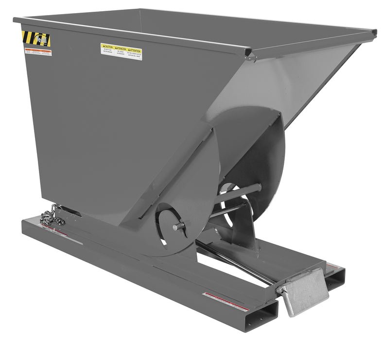Vestil D-75-LD-GY-SG Steel Light Duty Self Dumping Hopper 3/4 Cubic Yard 2,000 lb. Capacity Battleship Gray