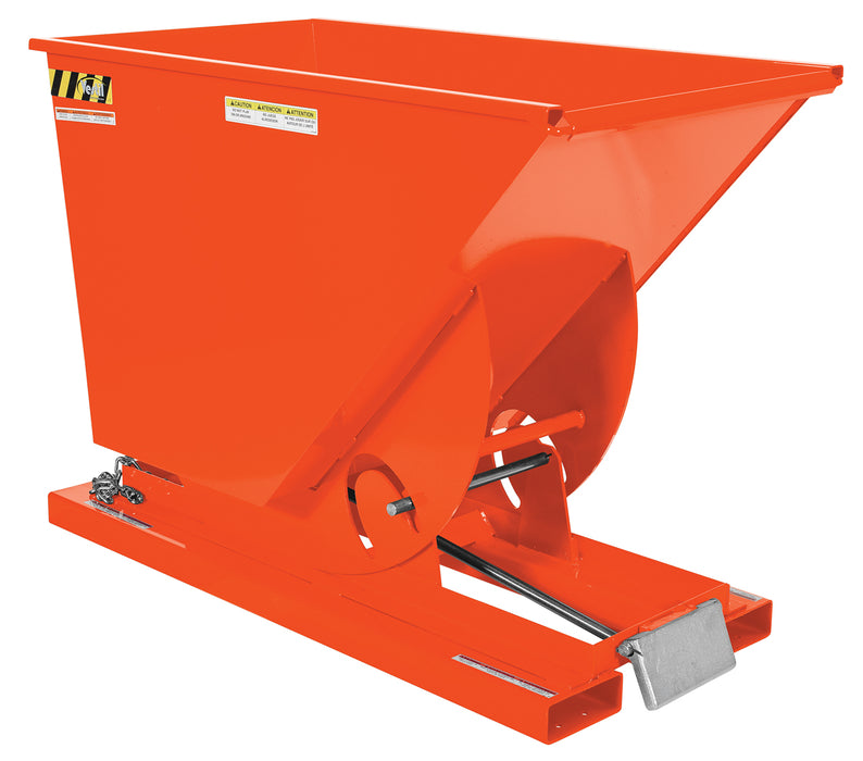 Vestil D-75-LD-ORG-C Steel Light Duty Self Dumping Hopper 3/4 Cubic Yard 2,000 lb. Capacity Orange