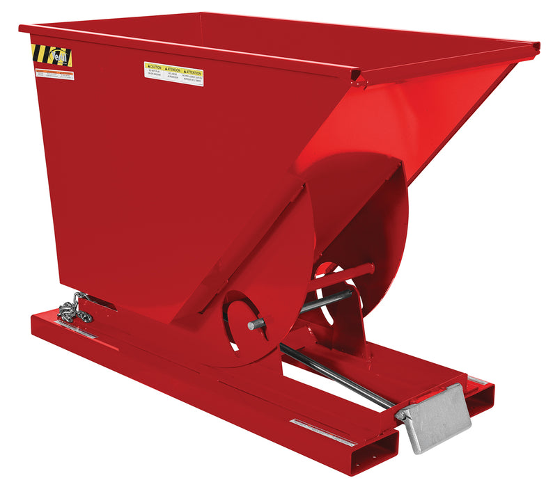 Vestil D-75-LD-SR Steel Light Duty Self Dumping Hopper 3/4 Cubic Yard 2,000 lb. Capacity Soda Red