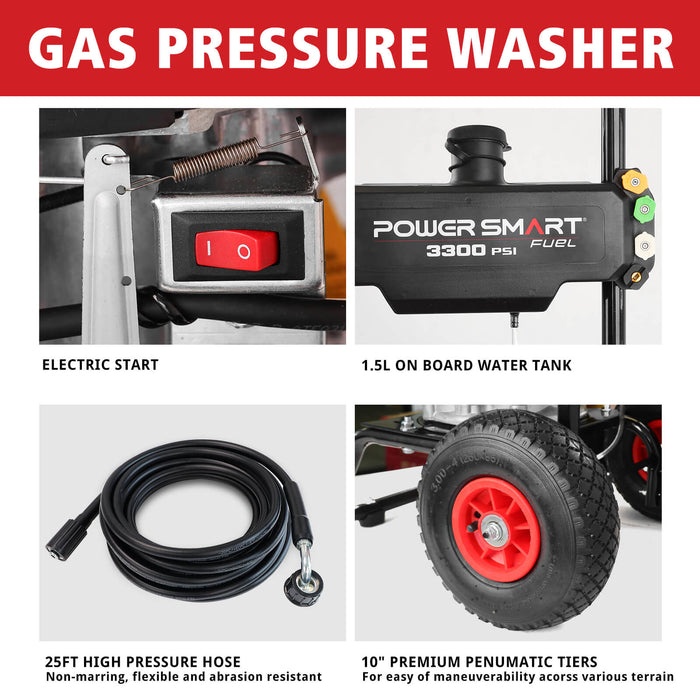 PowerSmart 3300PSI 2.5GPM 201cc Gas Pressure Washer DB1050