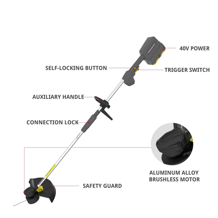 PowerSmart 40V 13" Cordless Brush Cutter w/ Battery & Charger DB2501