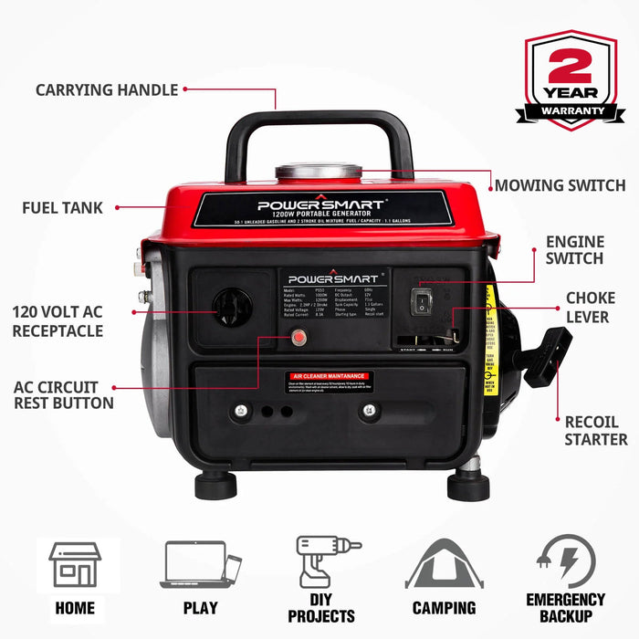 PowerSmart 1200W 2-Stroke Generator PS50/DB5010