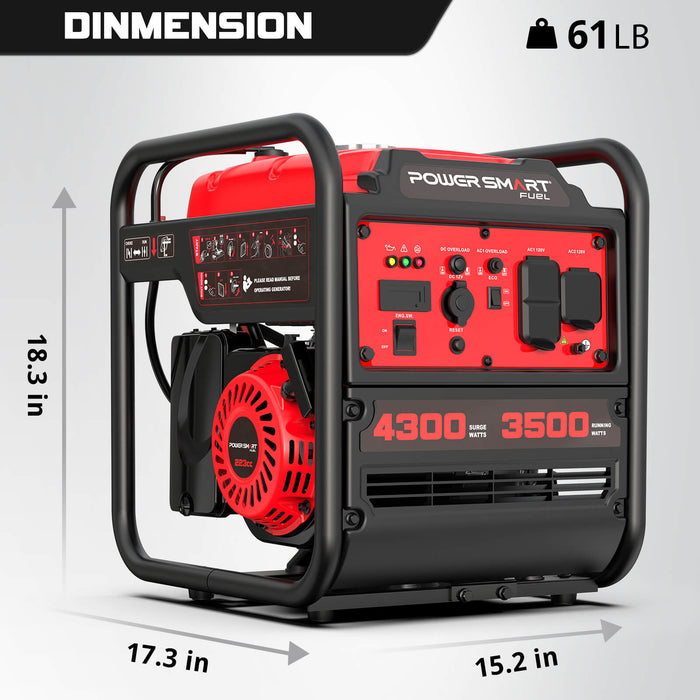 PowerSmart 4300W Open Frame Gas Inverter Generator DB5041