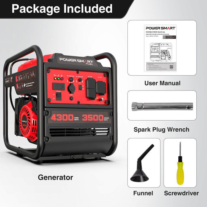 PowerSmart 4300W Open Frame Gas Inverter Generator DB5041