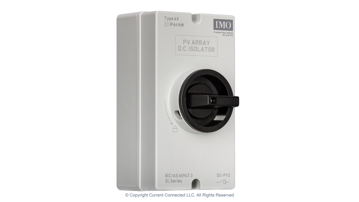 High quality photo of the IMO DC Disconnect Rooftop Isolator Switch 4 Pole - 2 String ISO. Photographed by Current Connected.