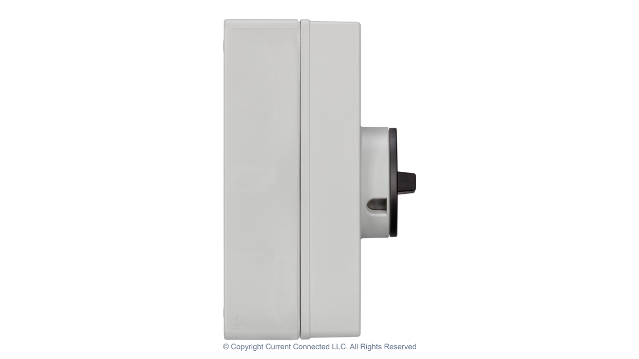 High quality photo of the IMO DC Disconnect Rooftop Isolator Switch 4 Pole - 2 String Side view. Photographed by Current Connected.