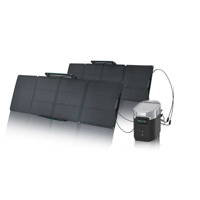 Green Vista Living EcoFlow DELTA 2 + 110W Solar Panel - Side View
