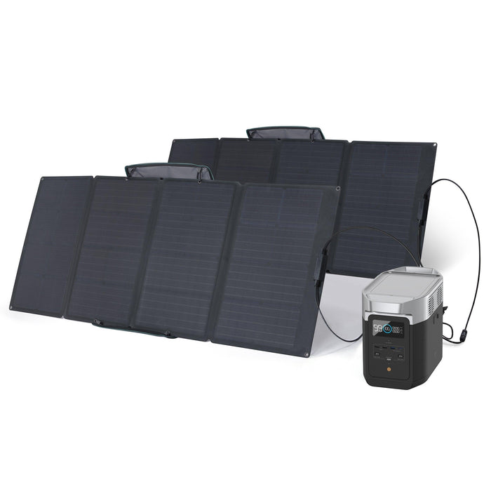 Green Vista Living EcoFlow DELTA 2 + 160W Solar Panel - Side View