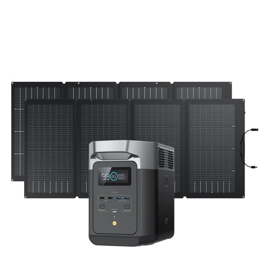 Green Vista Living EcoFlow DELTA 2 + 220W Solar Panel - Side View